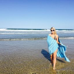 Colorful Beach Striped Turquoise Towel