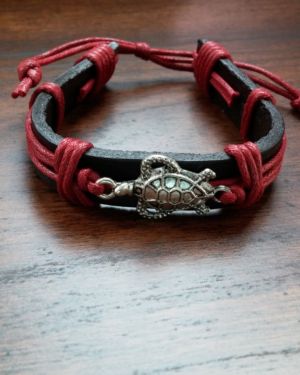 Leather and Cord Turtle Bracelet