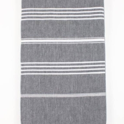 Dark Grey Beach Striped Towel