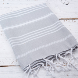 Light Grey Beach Striped Towel