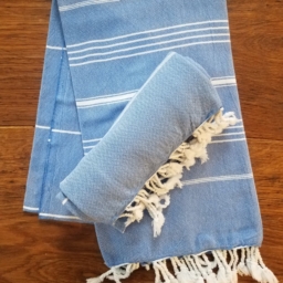 Denim Blue Beach Striped Towel